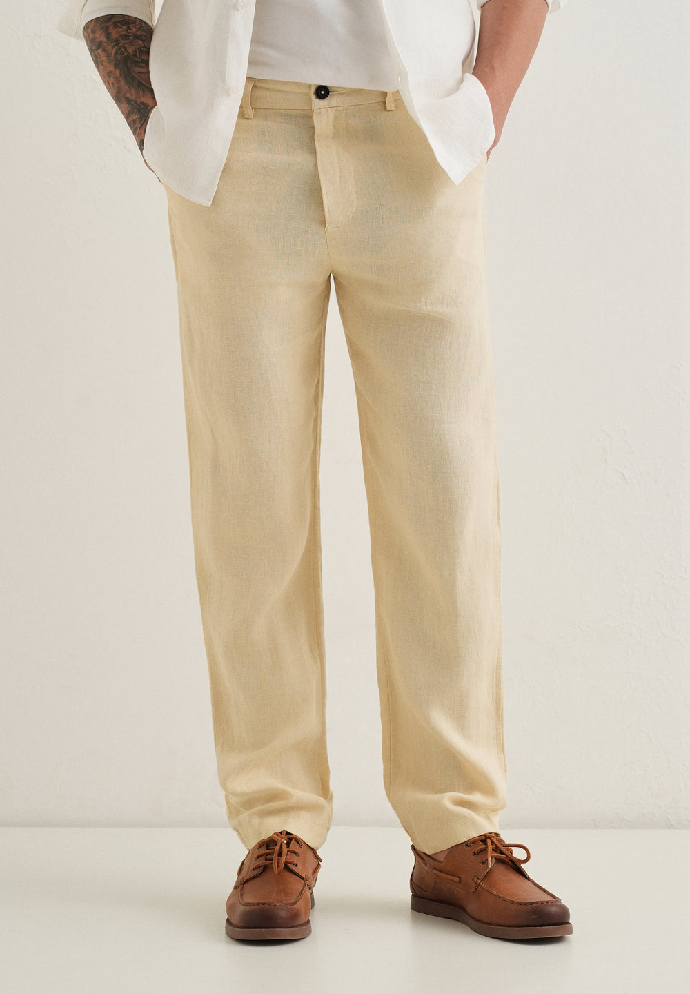 Ecru Cream Linen Pant