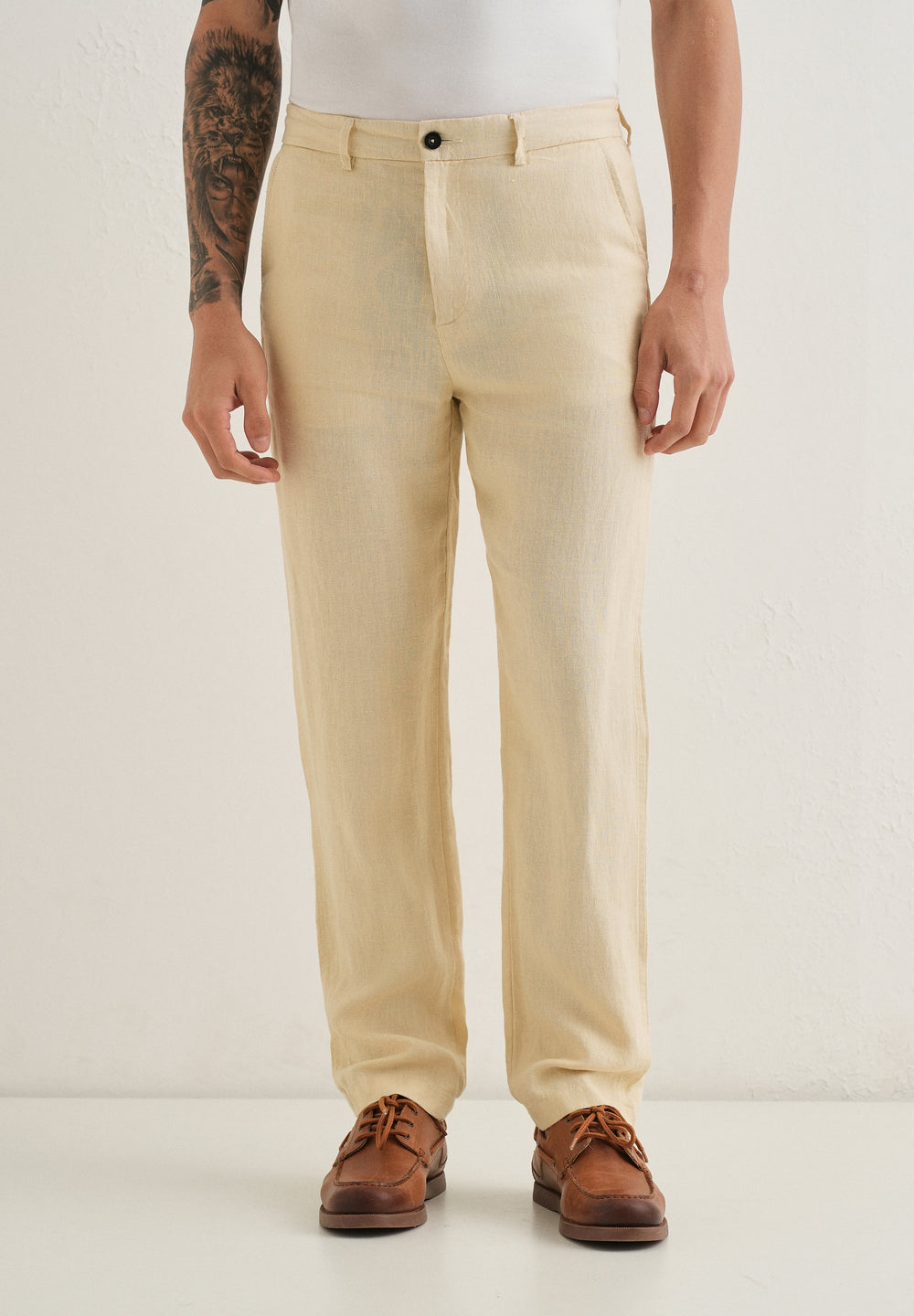 Ecru Cream Linen Pant