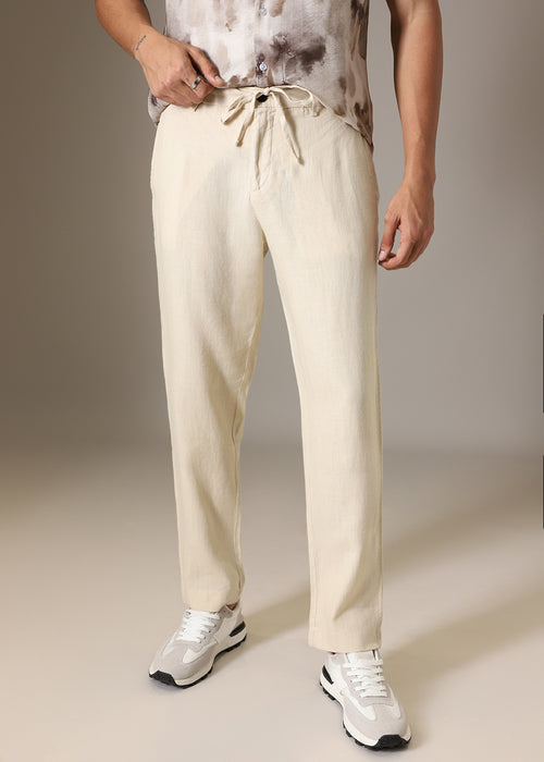 Ecru Cream Linen Pant