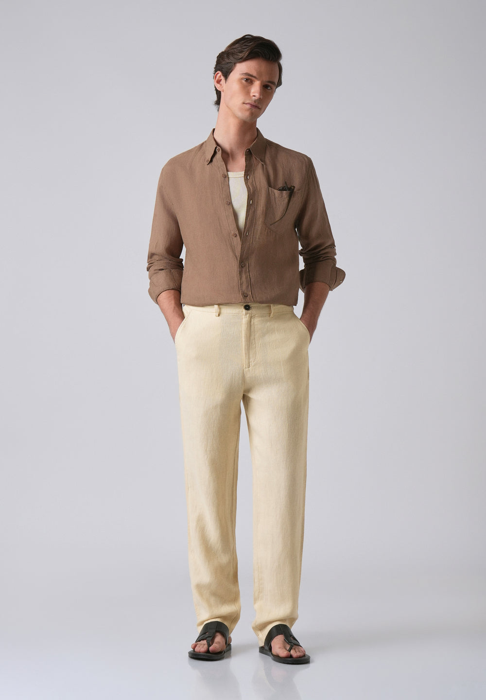 Ecru Cream Linen Pant