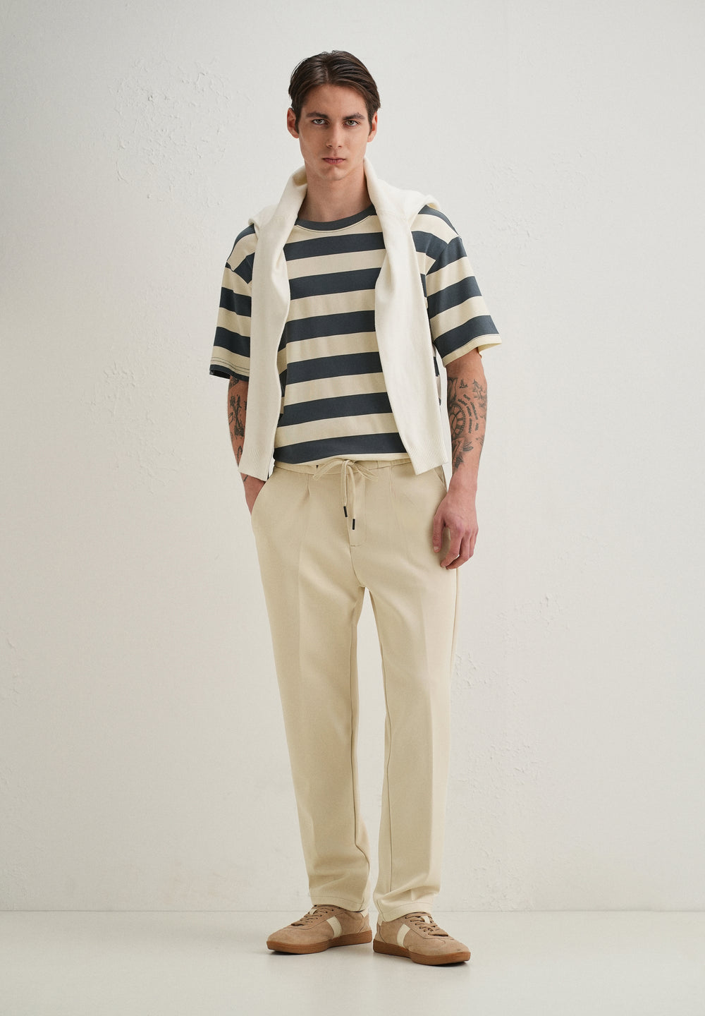 Ecru Drawstring Trousers