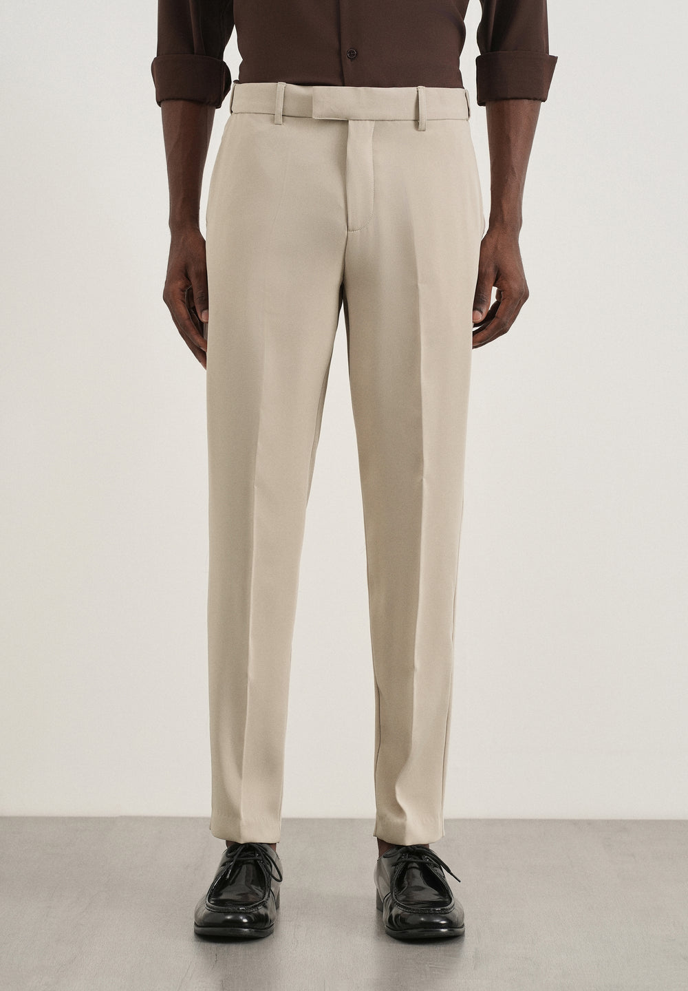 Beige Flex Waist Slim Fit Trouser