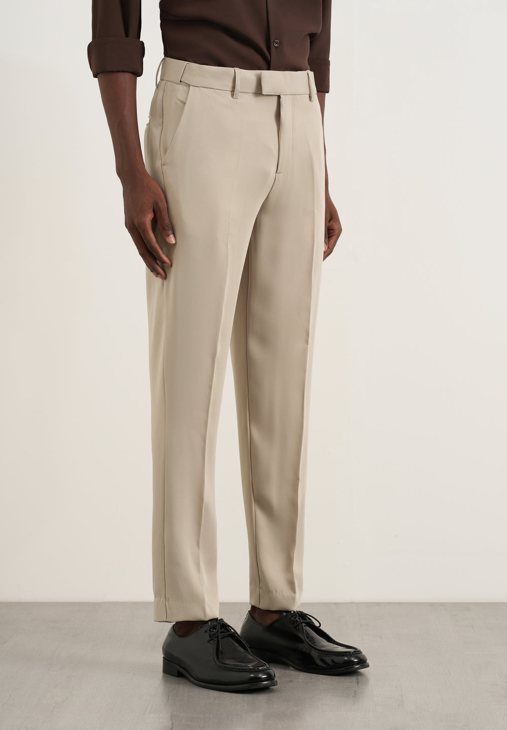 Beige Flex Waist Slim Fit Trouser