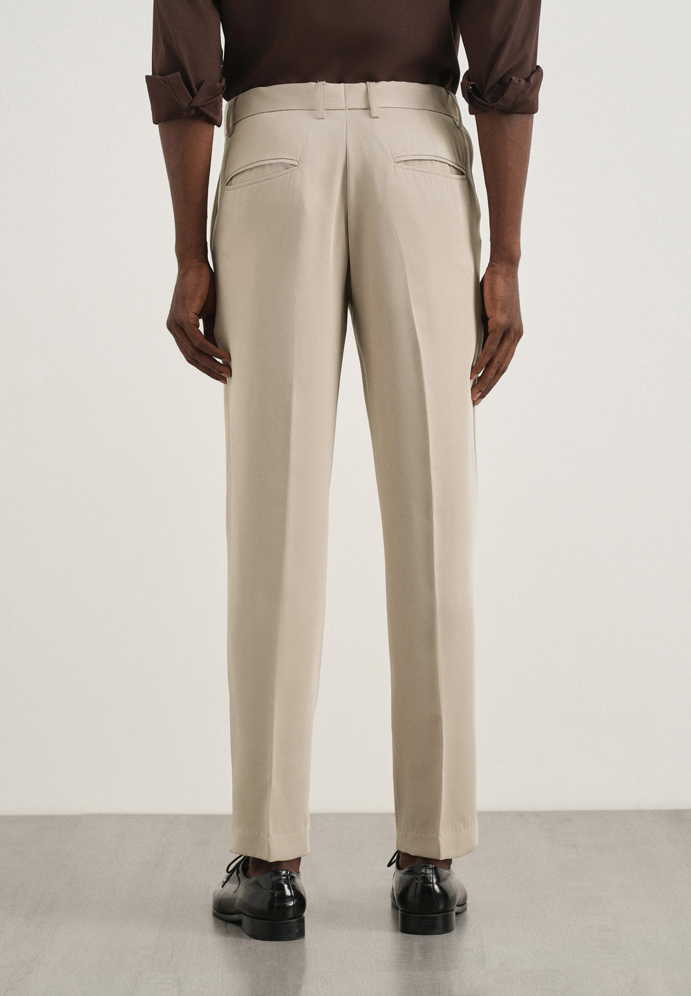 Beige Flex Waist Slim Fit Trouser
