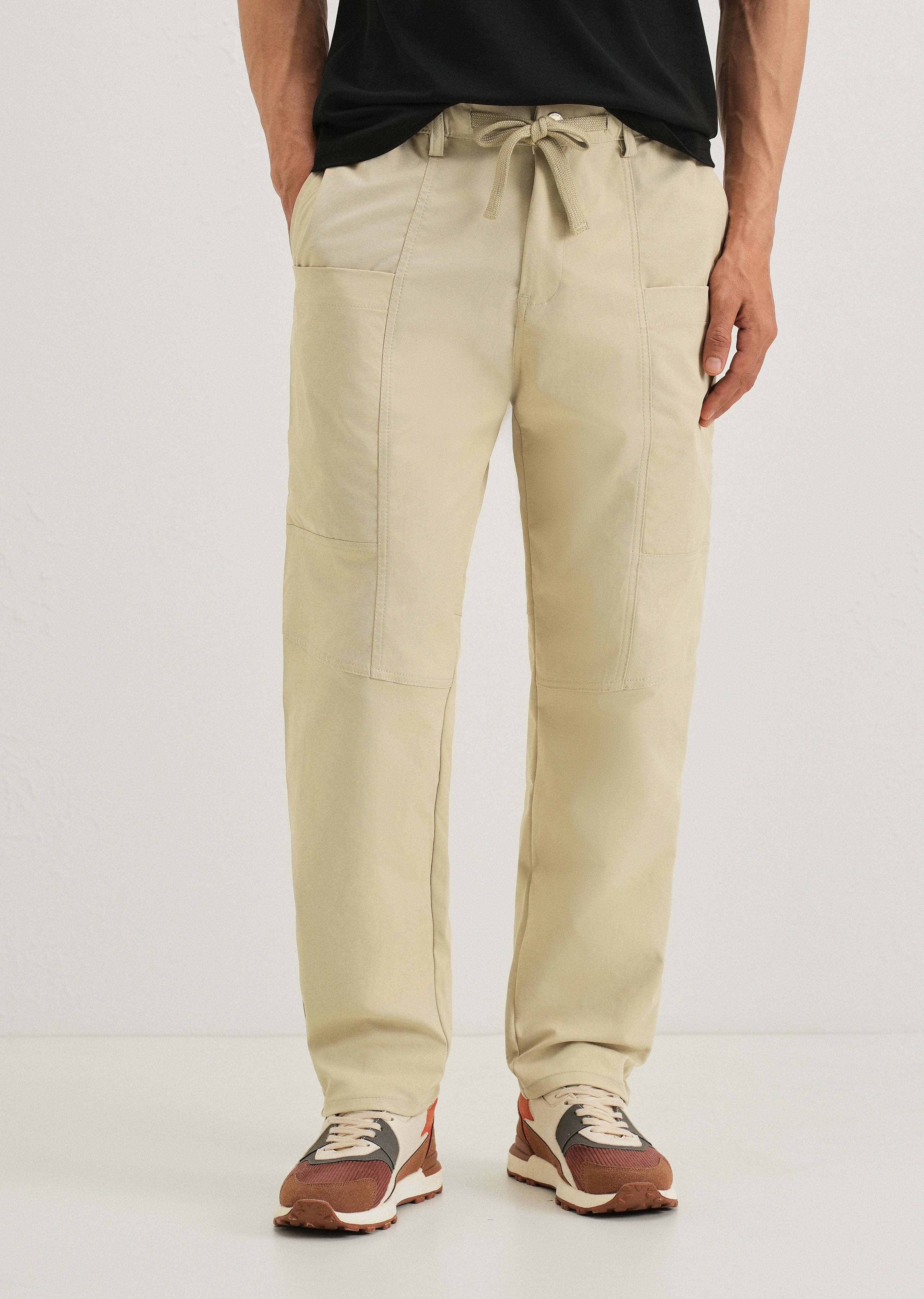 Ecru Drawstring Panel Cargo