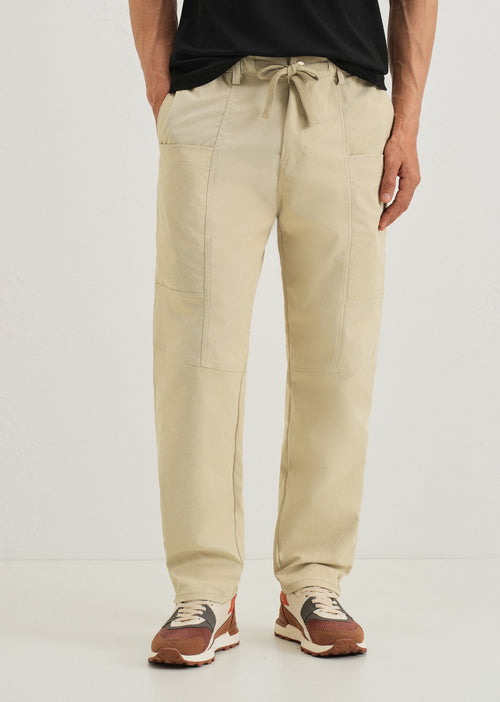 Ecru Drawstring Panel Cargo