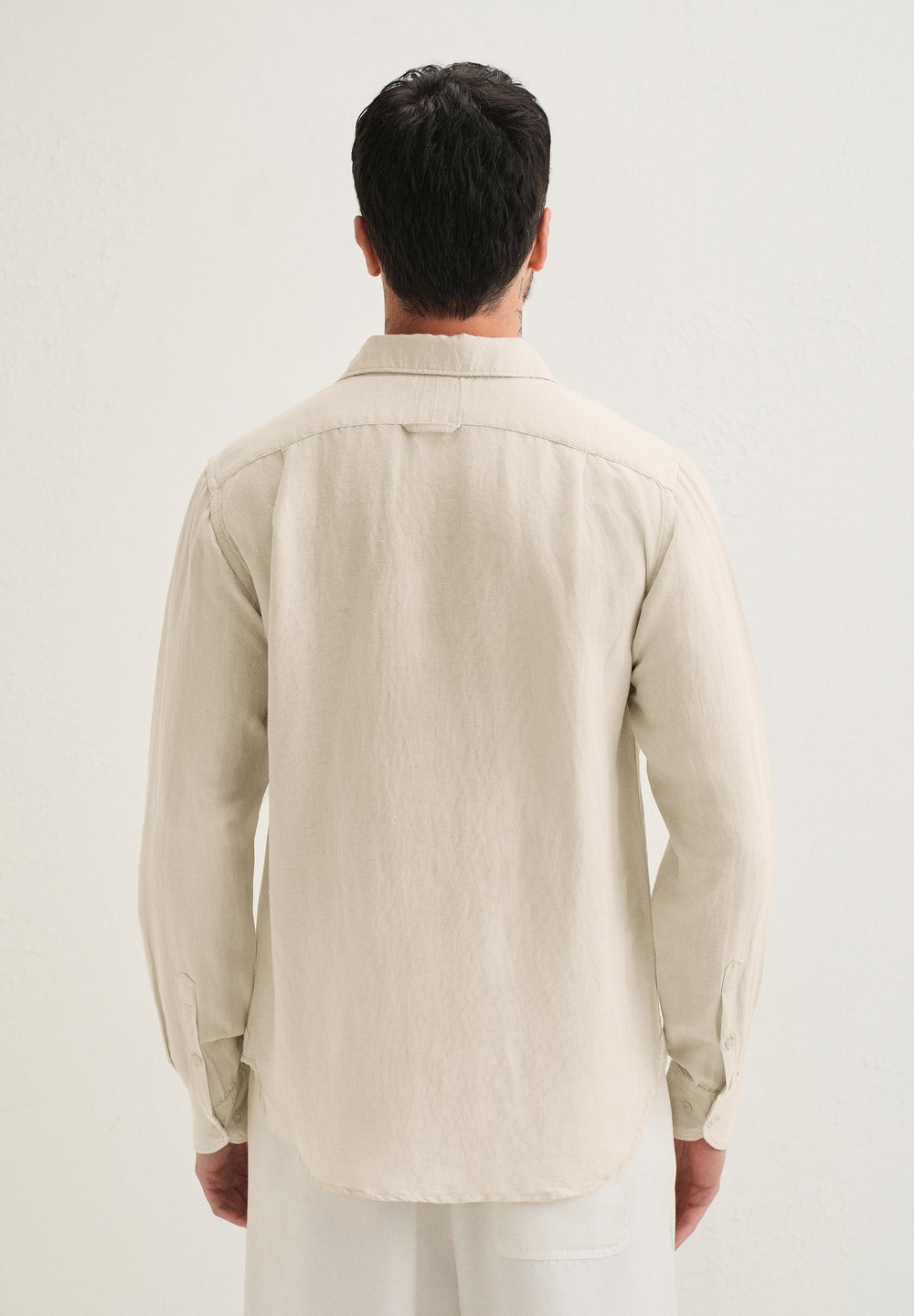 Ecru Plain Linen Viscose Shirt