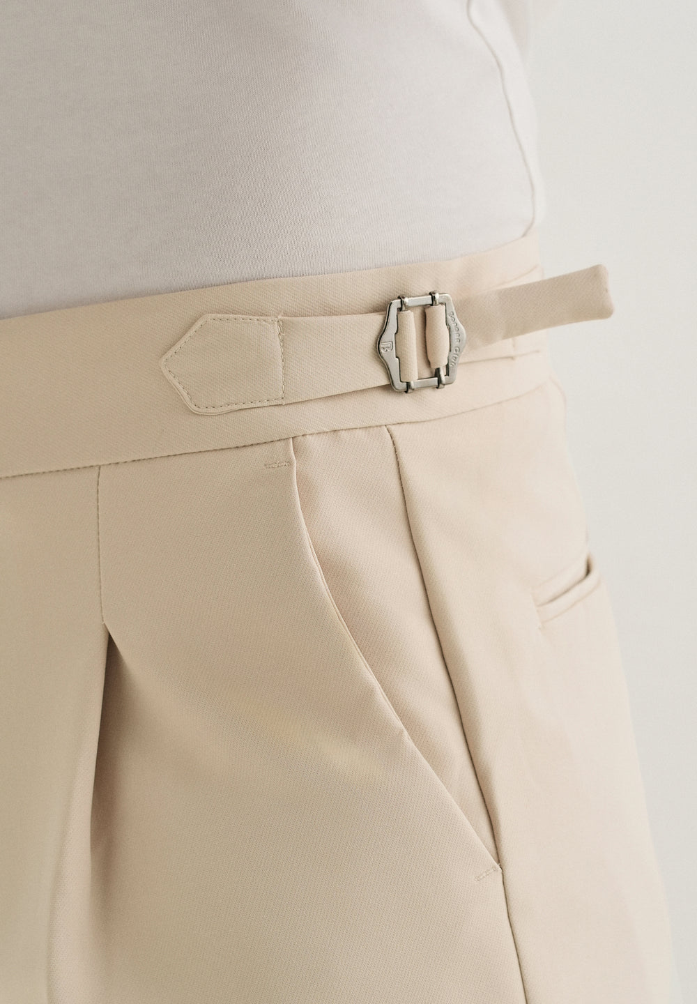 Ecru Pleated Gurkha Pant