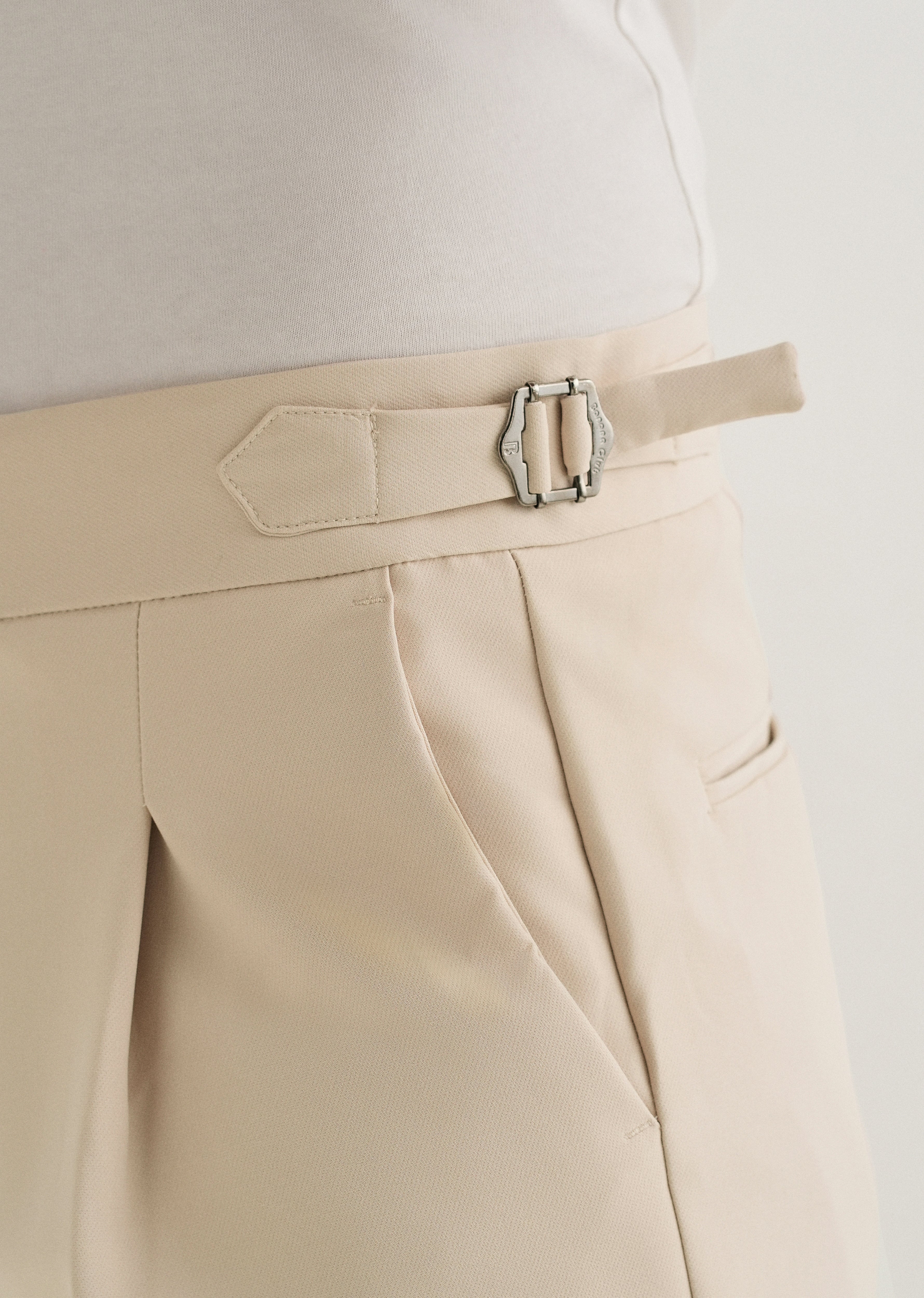 Ecru Pleated Gurkha Pant