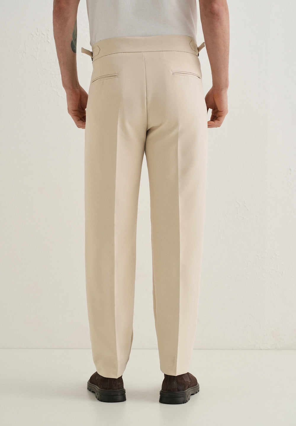 Ecru Pleated Gurkha Pant
