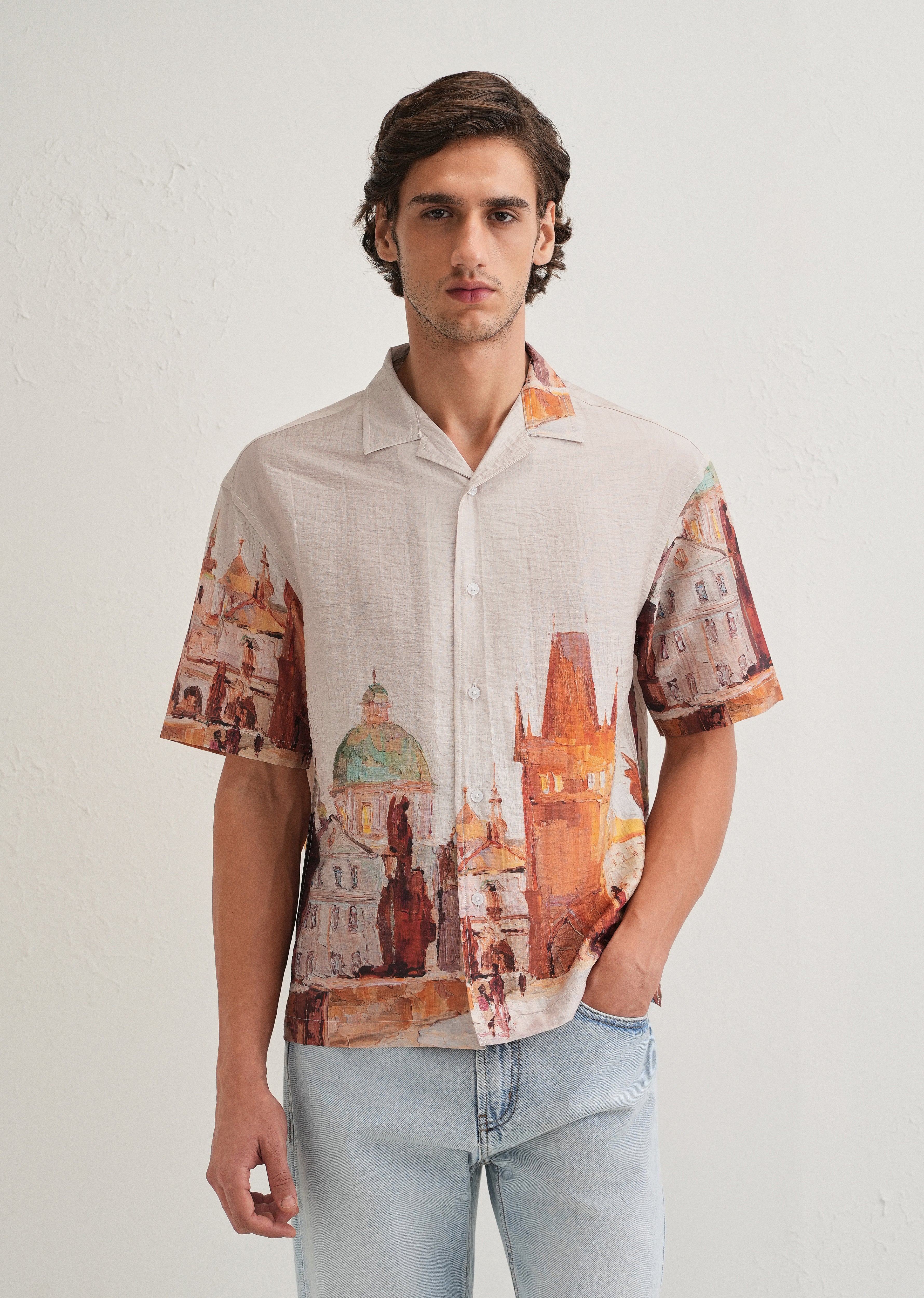 Ecru Roman Ruin Placement Shirt