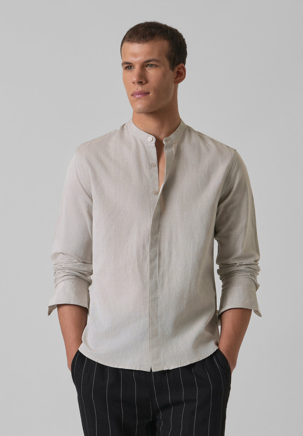 Ecru Beige Cotton Linen Shirt