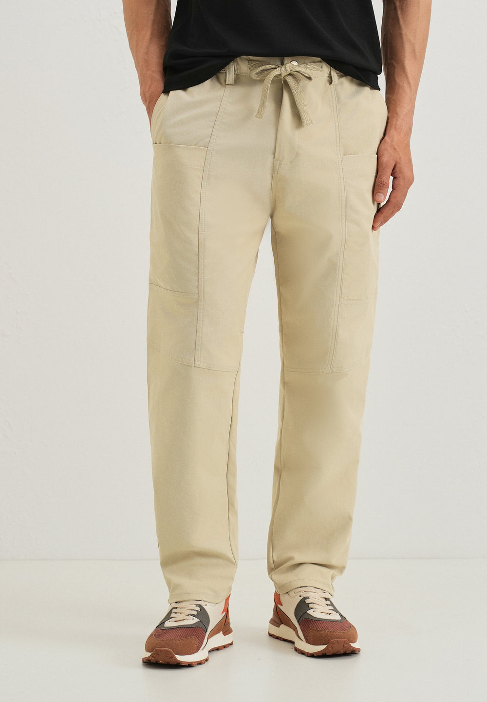 Ecru Drawstring Panel Cargo Pant