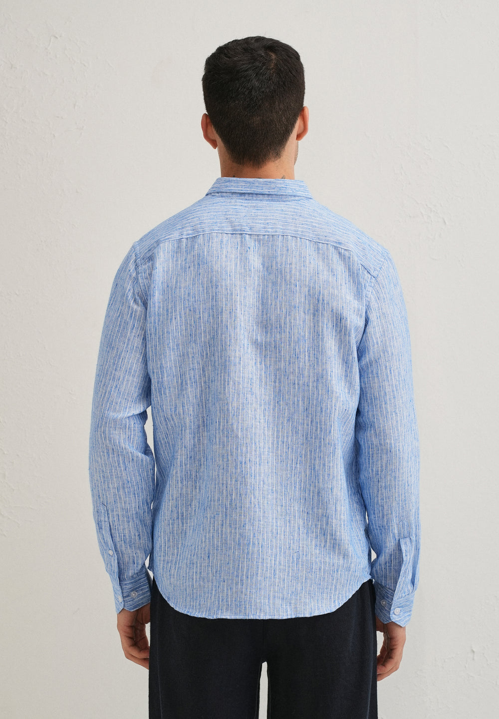 Elegant Lucent White Stripe Blended Linen shirt