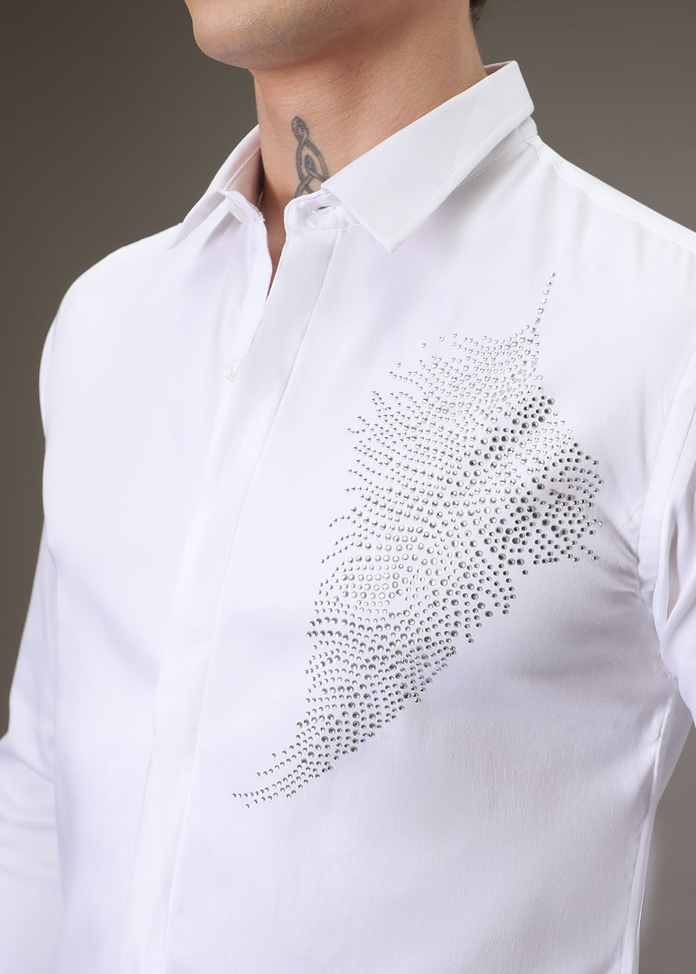 Embellish Beaded White Designer Shirt