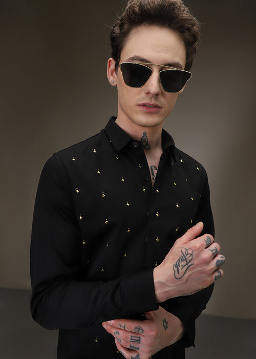 Embellished Black Designer Shirt