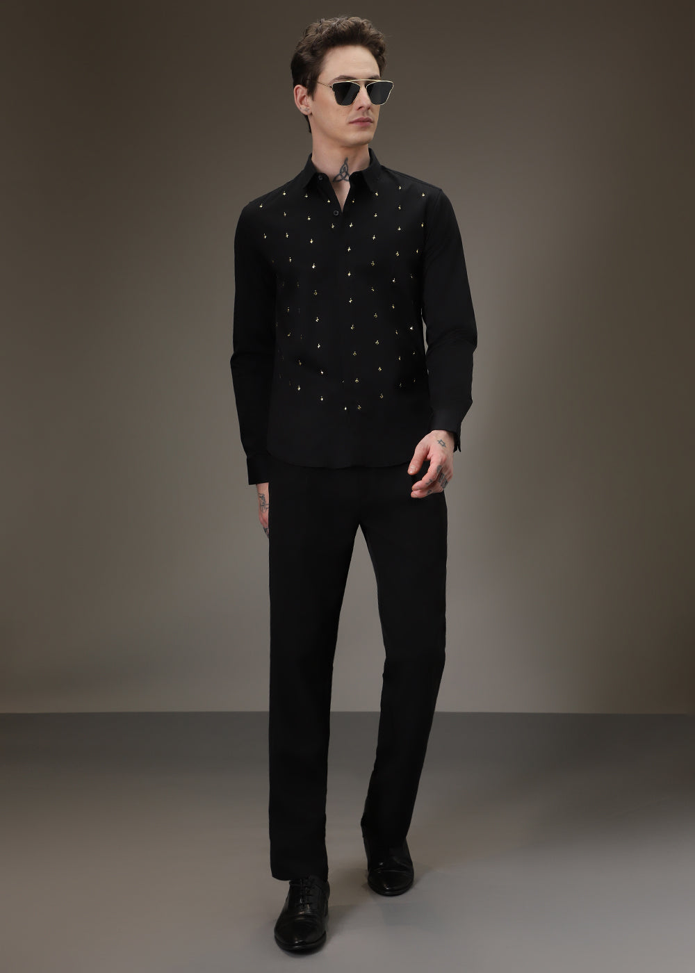 Embellished Black Designer Shirt