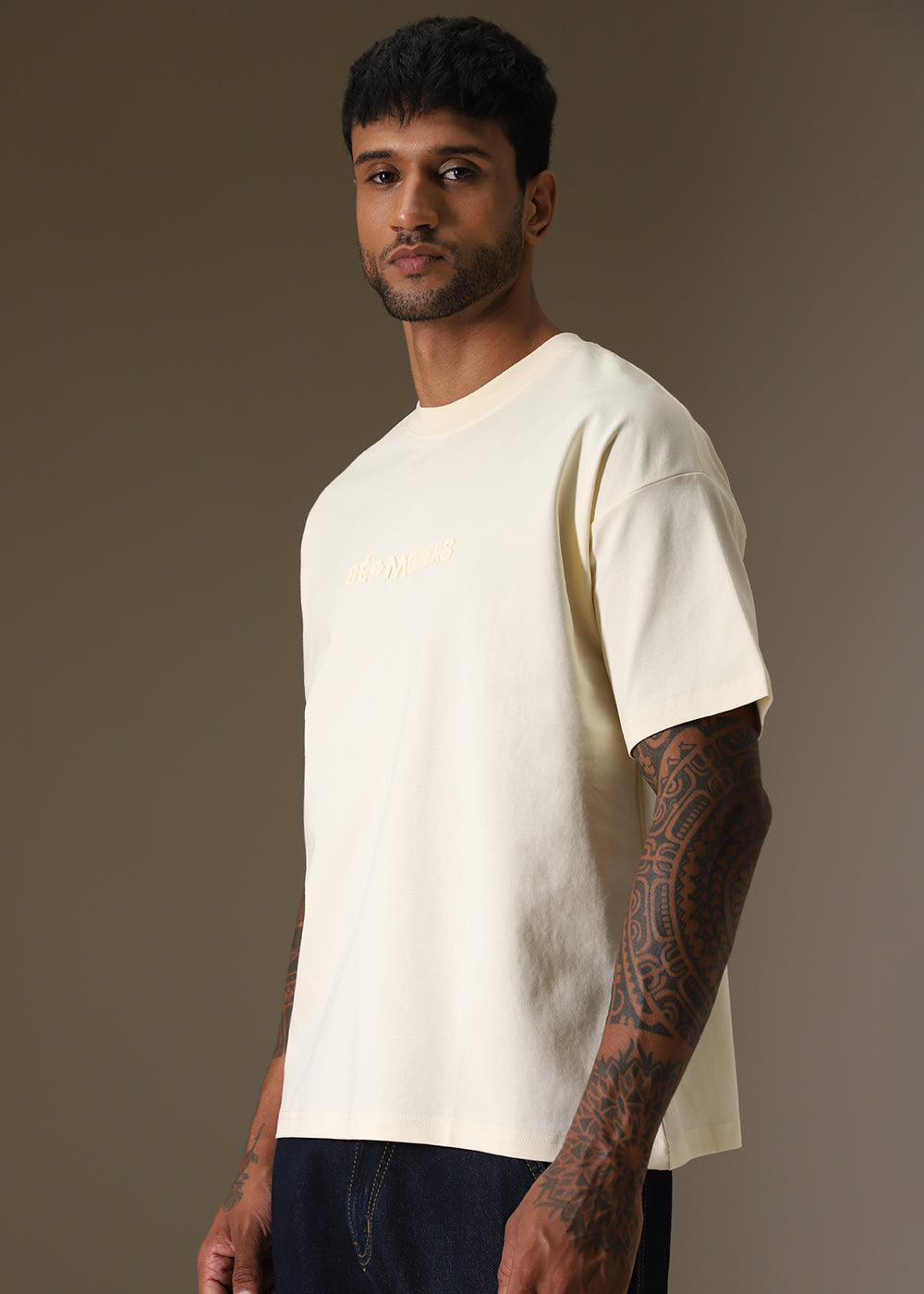 Emboss Luxe Cream Oversized T-shirt