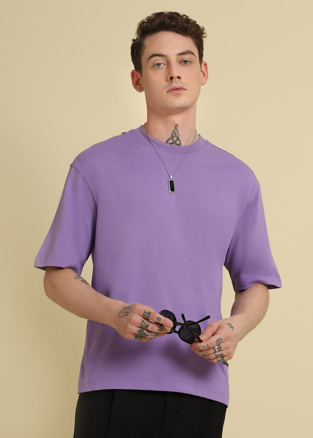 Embossed Purple Oversized T-shirt