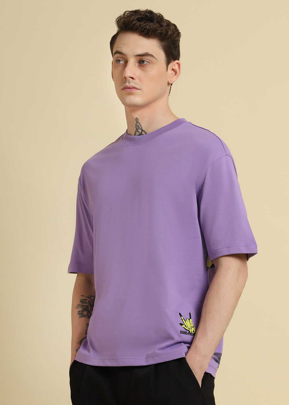 Embossed Purple Oversized T-shirt