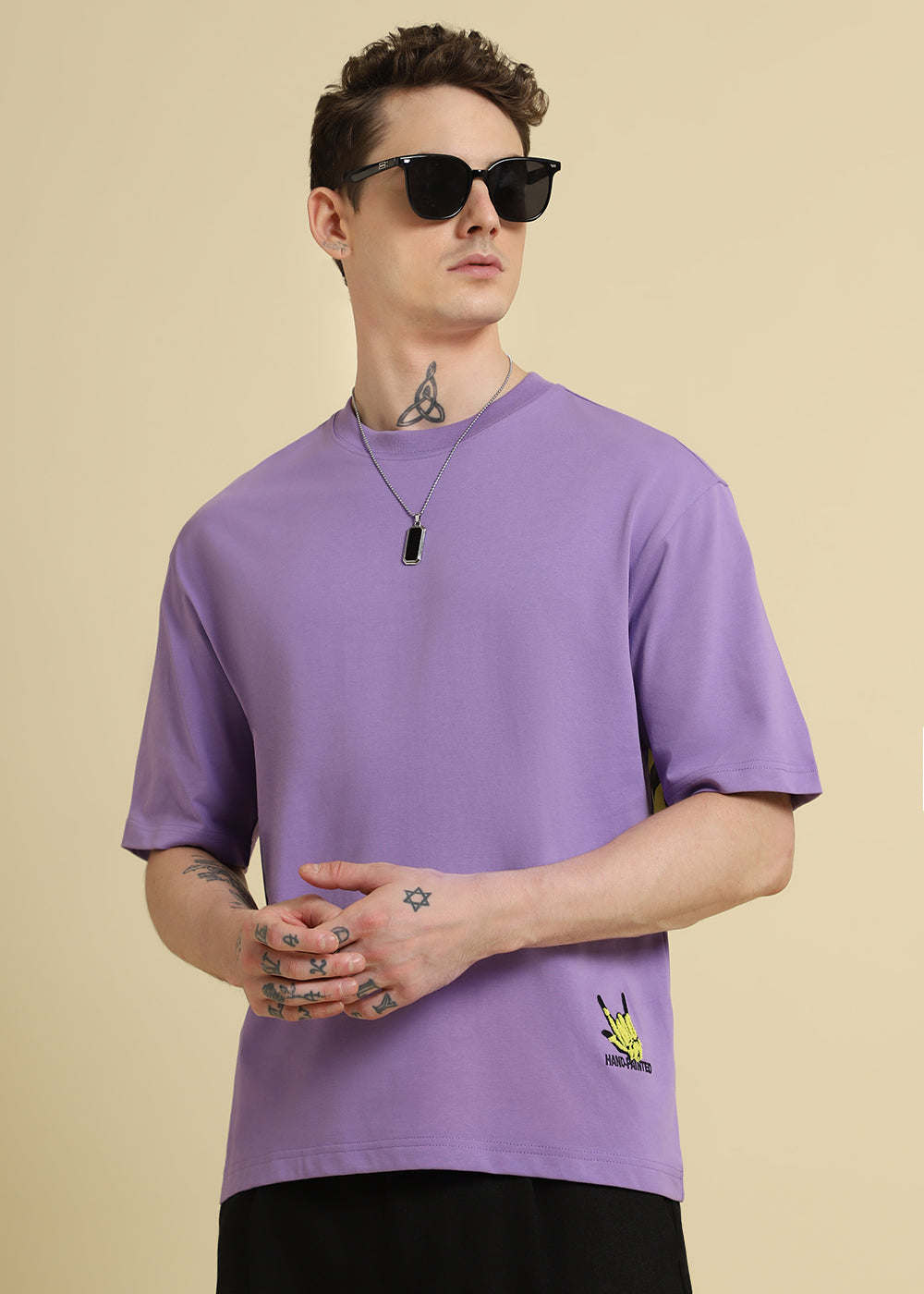 Embossed Purple Oversized T-shirt