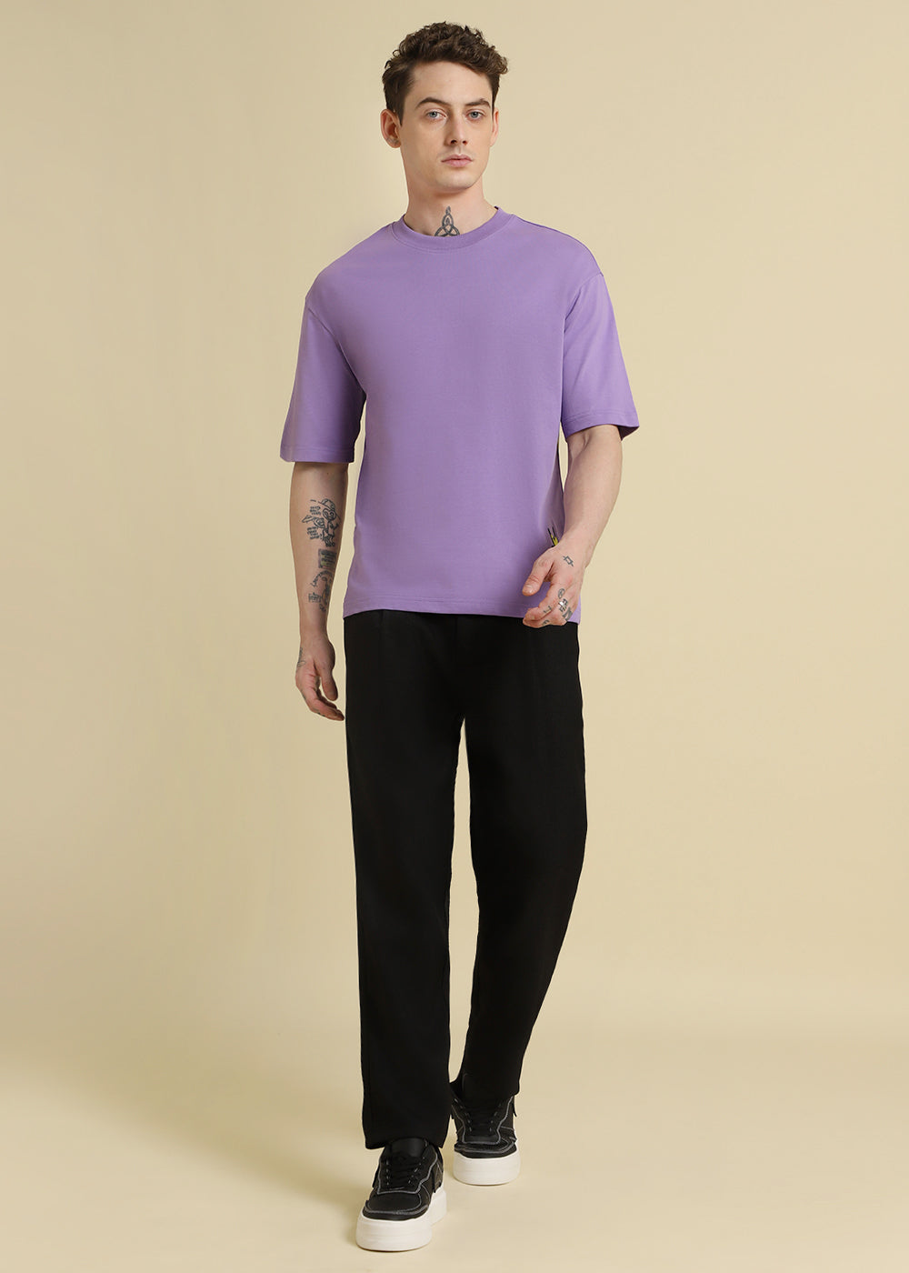 Embossed Purple Oversized T-shirt