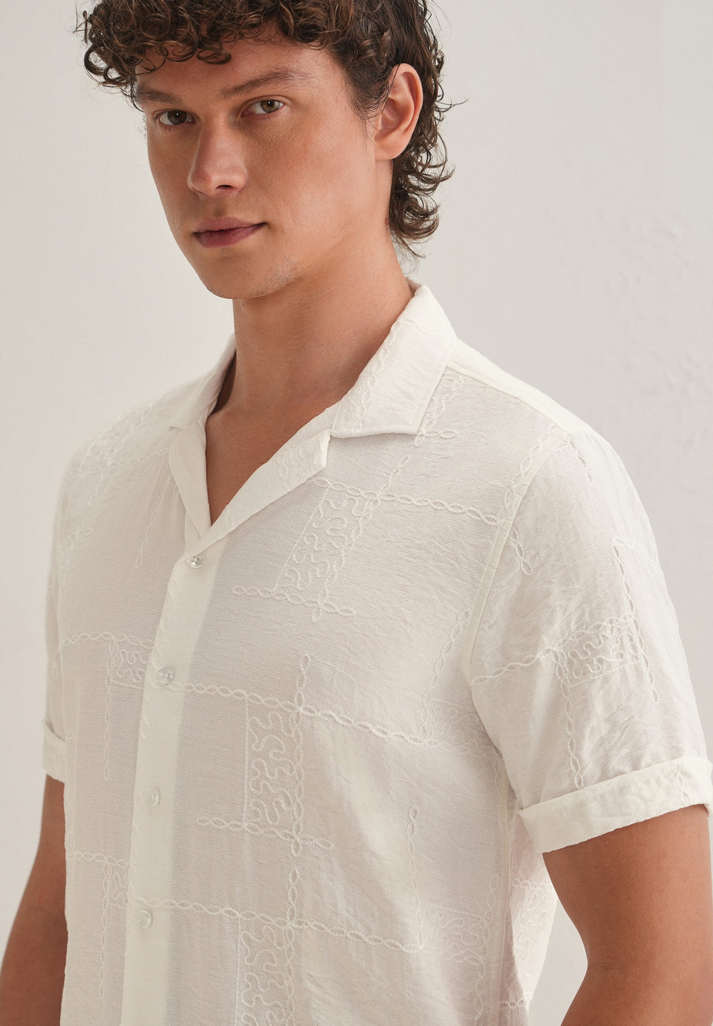 Cloud White Embroidery Shirt