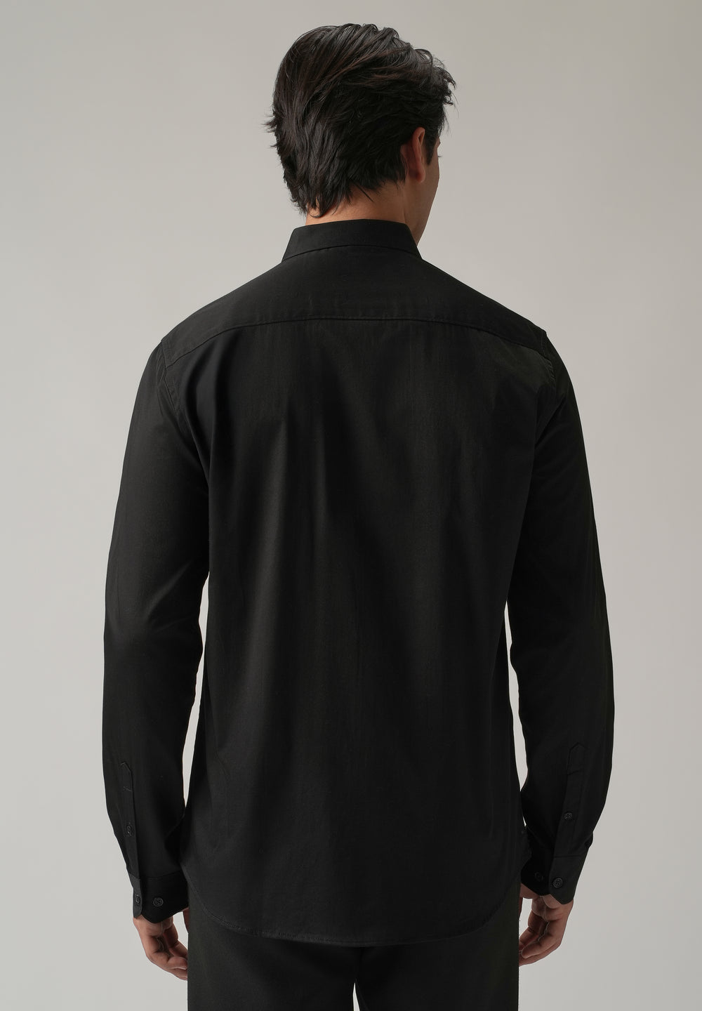 Embroidered Panel Black Designer Shirt