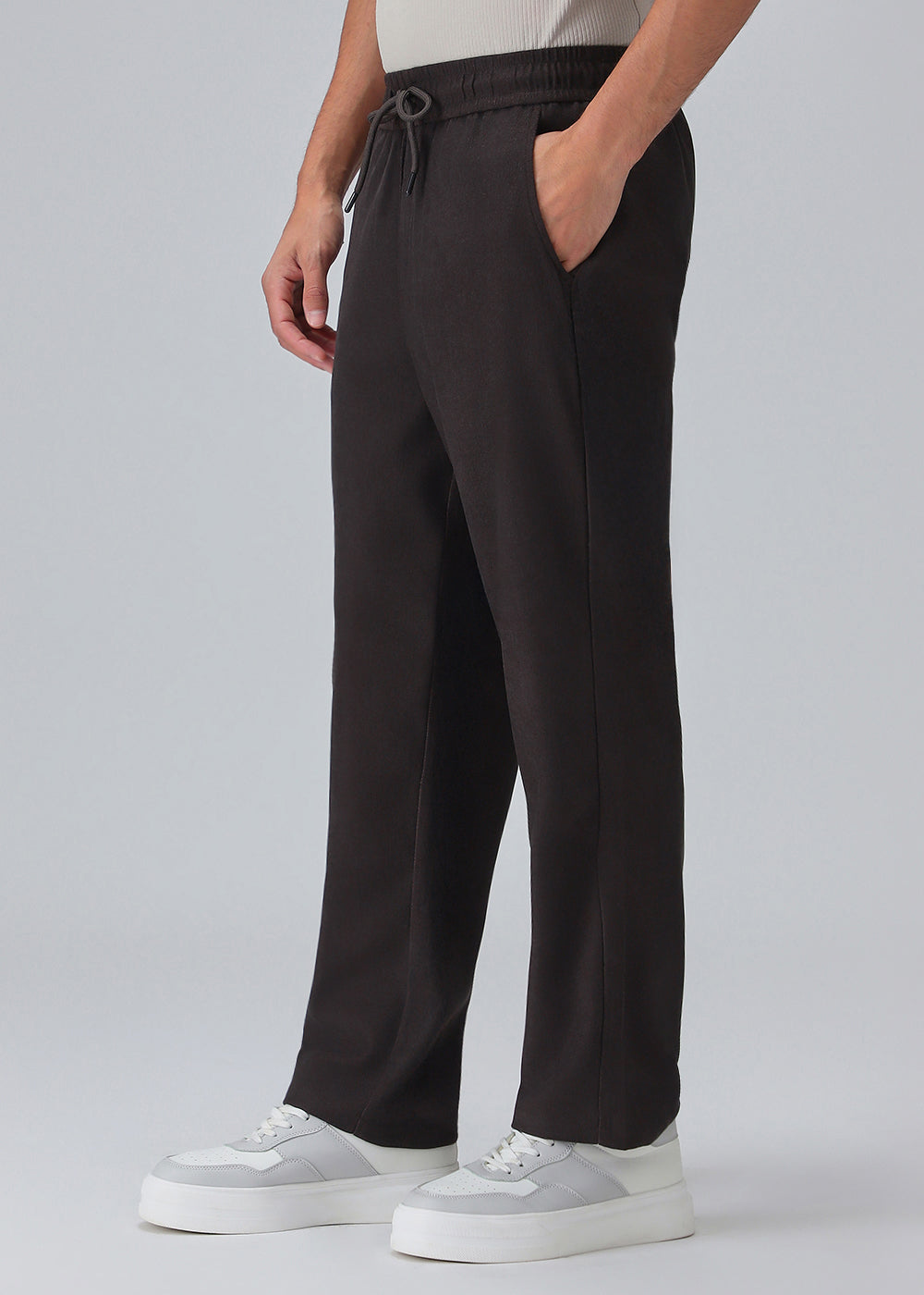 Espresso Grey Thin-Corduroy Trousers