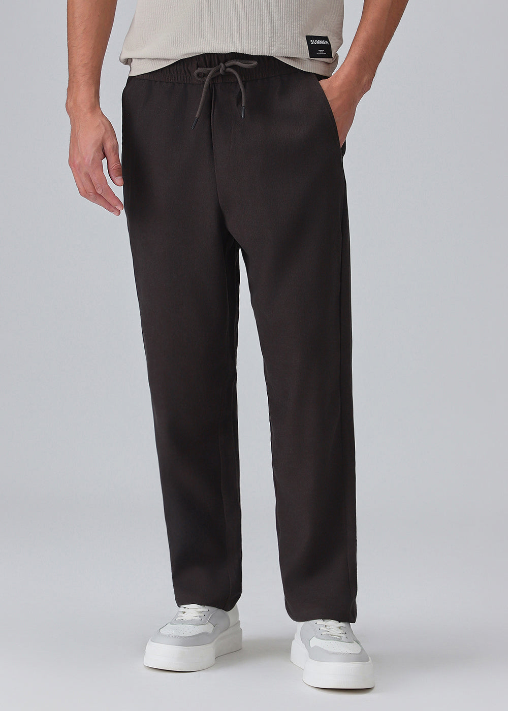 Espresso Grey Thin-Corduroy Trousers