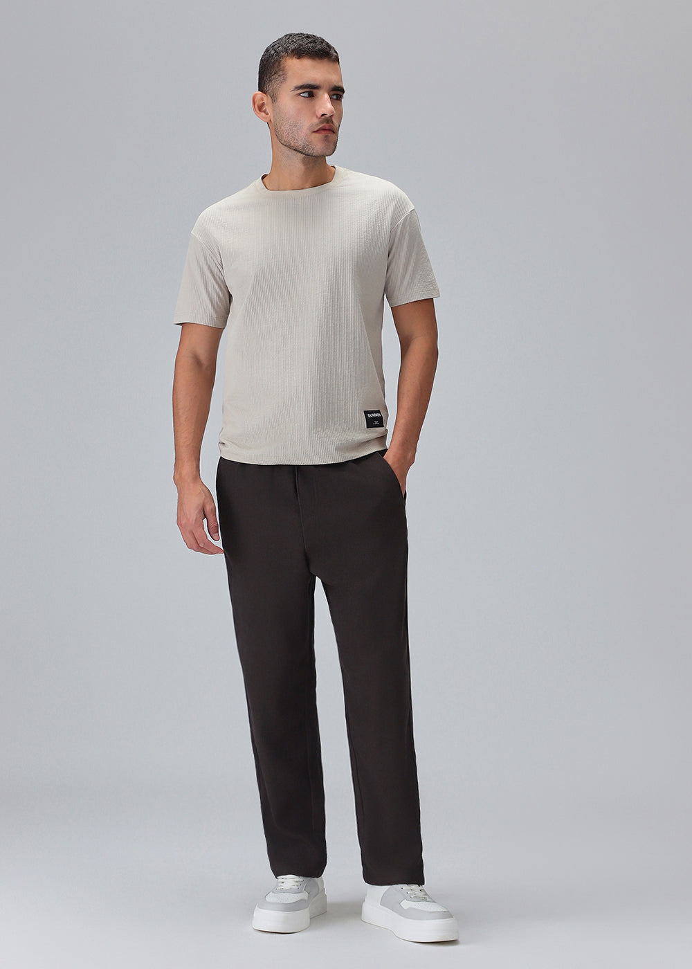 Espresso Grey Thin-Corduroy Trousers