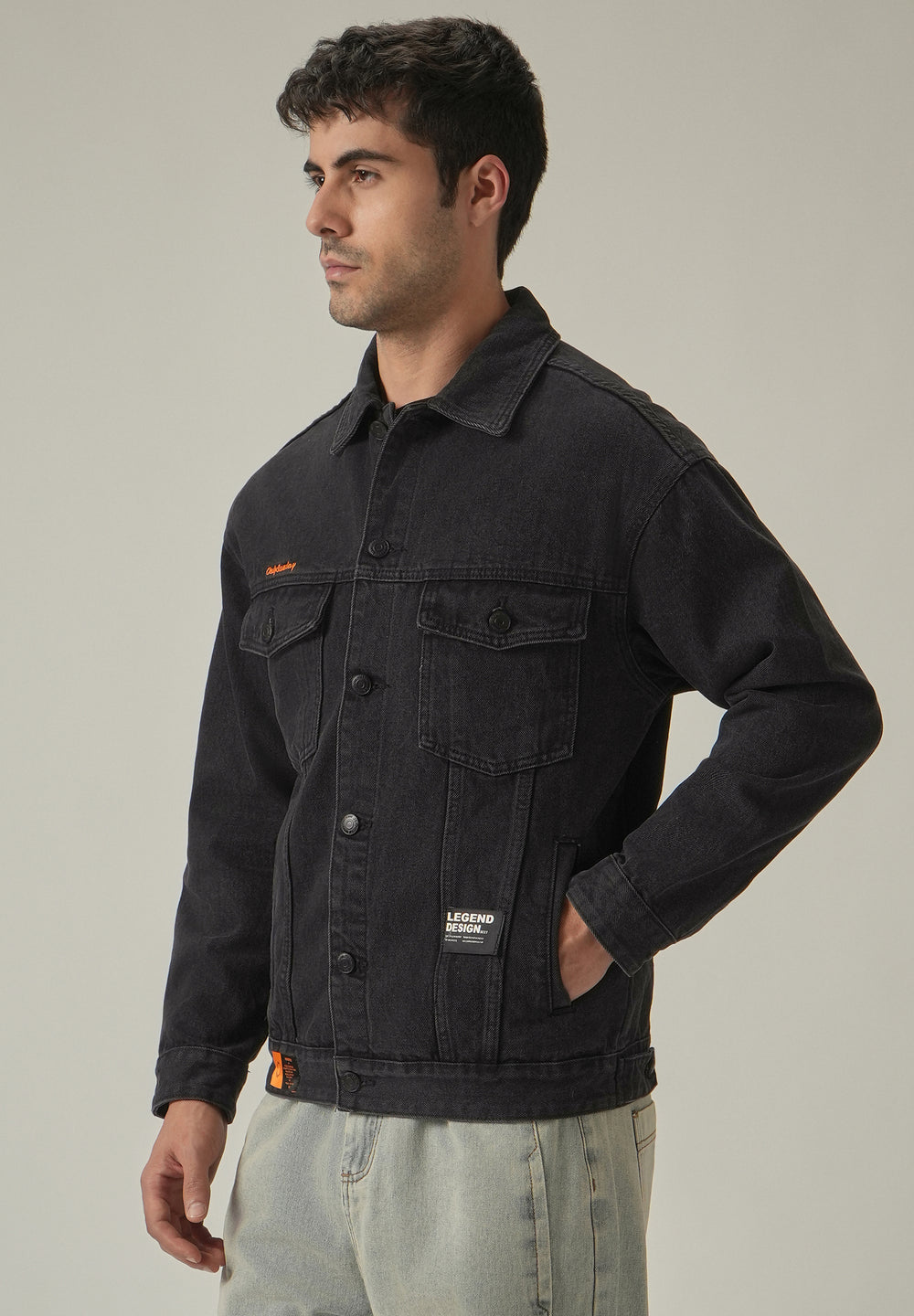 Faded Black Denim Jacket
