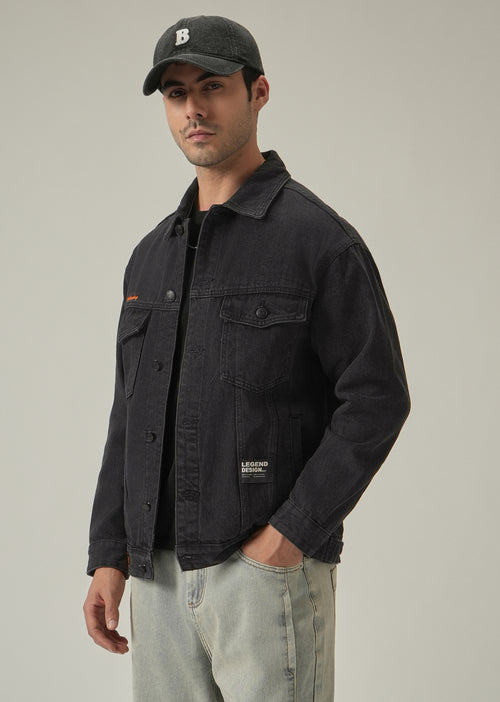 Faded Black Denim Jacket