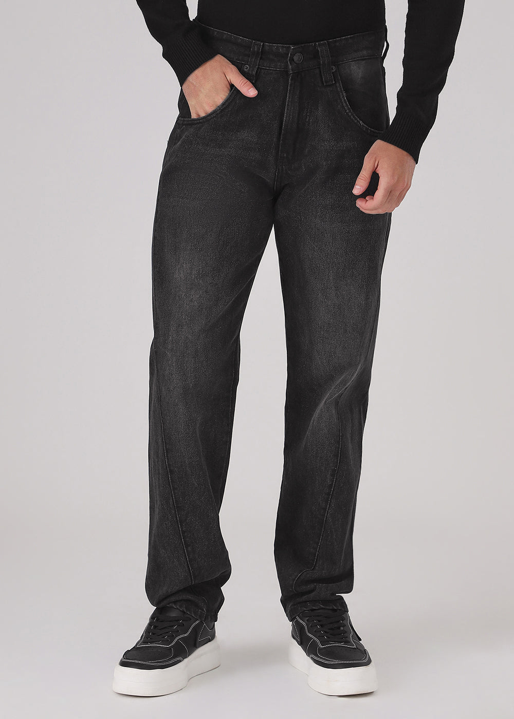 Faded Black Straight Fit Denim