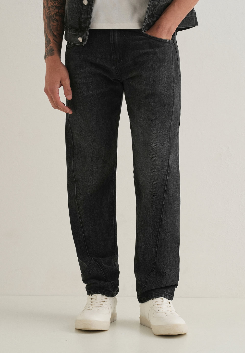 Faded Black Straight Fit Denim