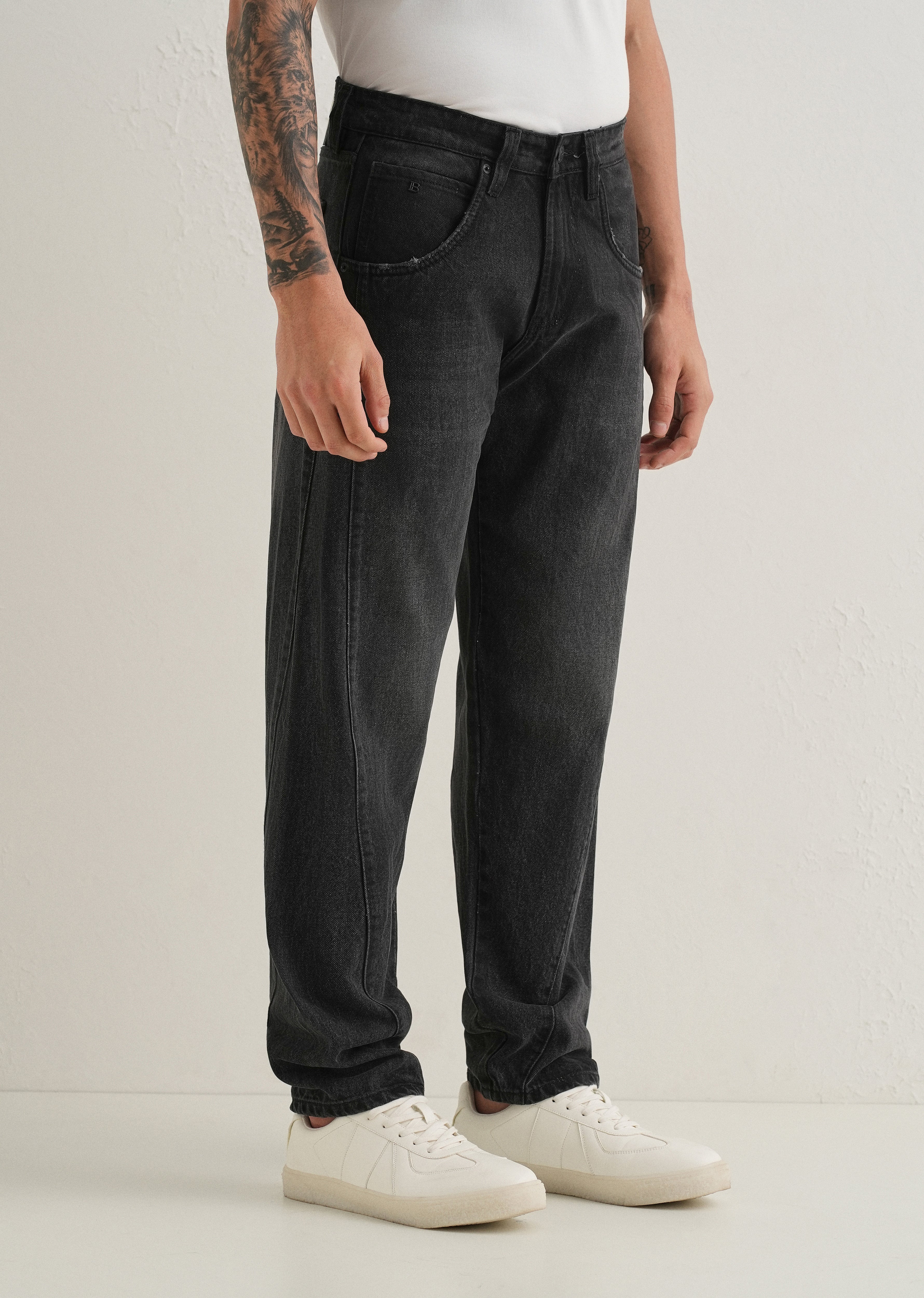 Faded Black Straight Fit Denim