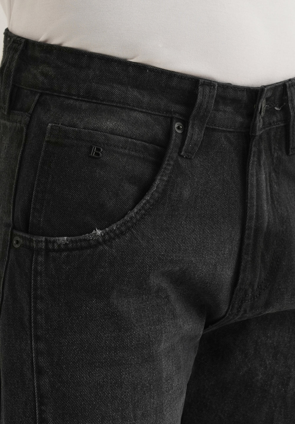 Faded Black Straight Fit Denim