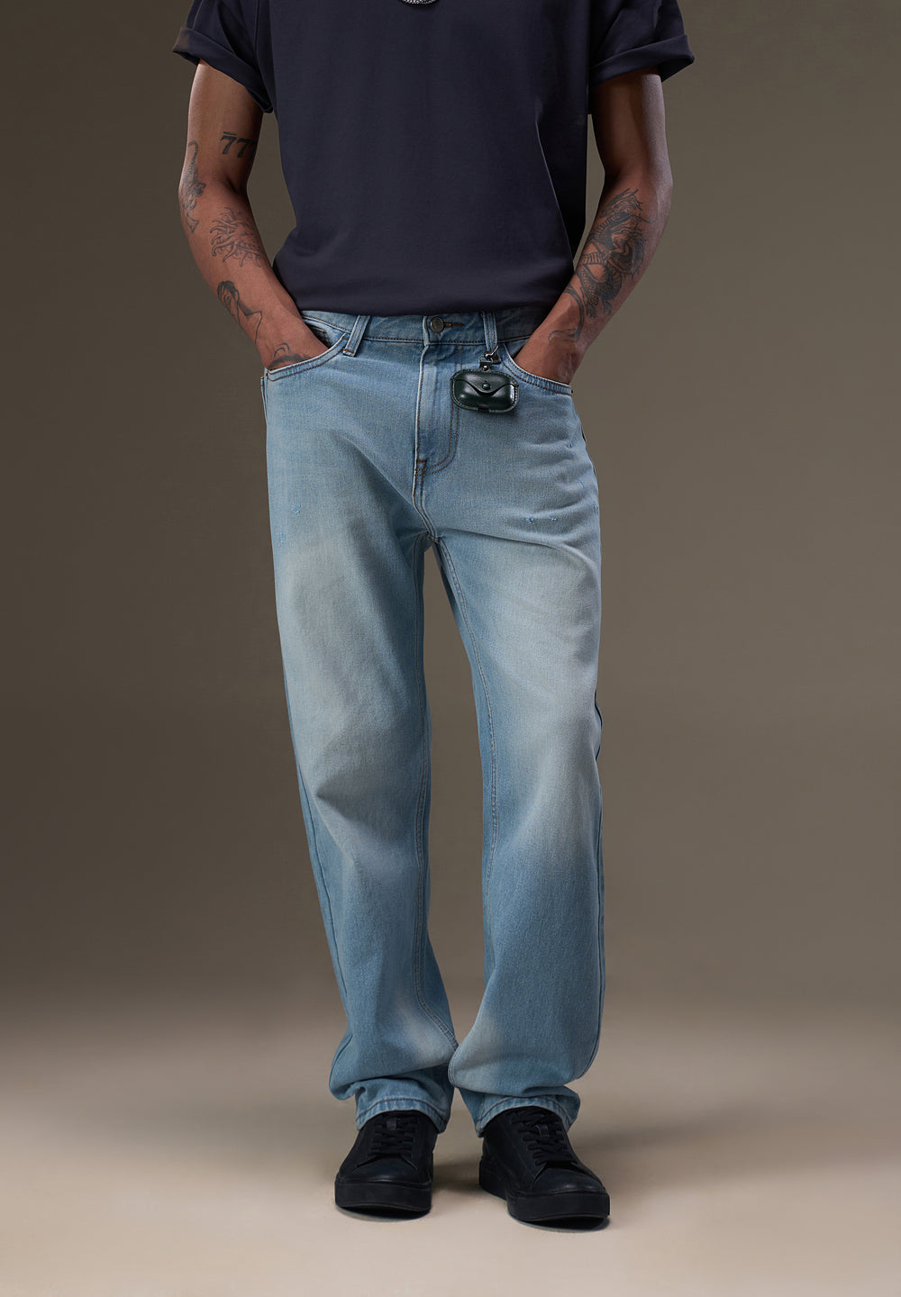 Faded Blue Slim Straight Jeans
