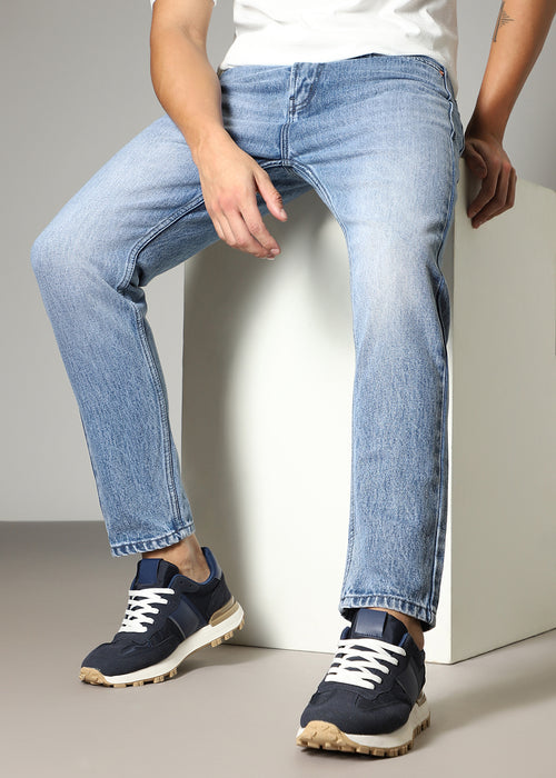 Faded Blue Straight Fit Jeans