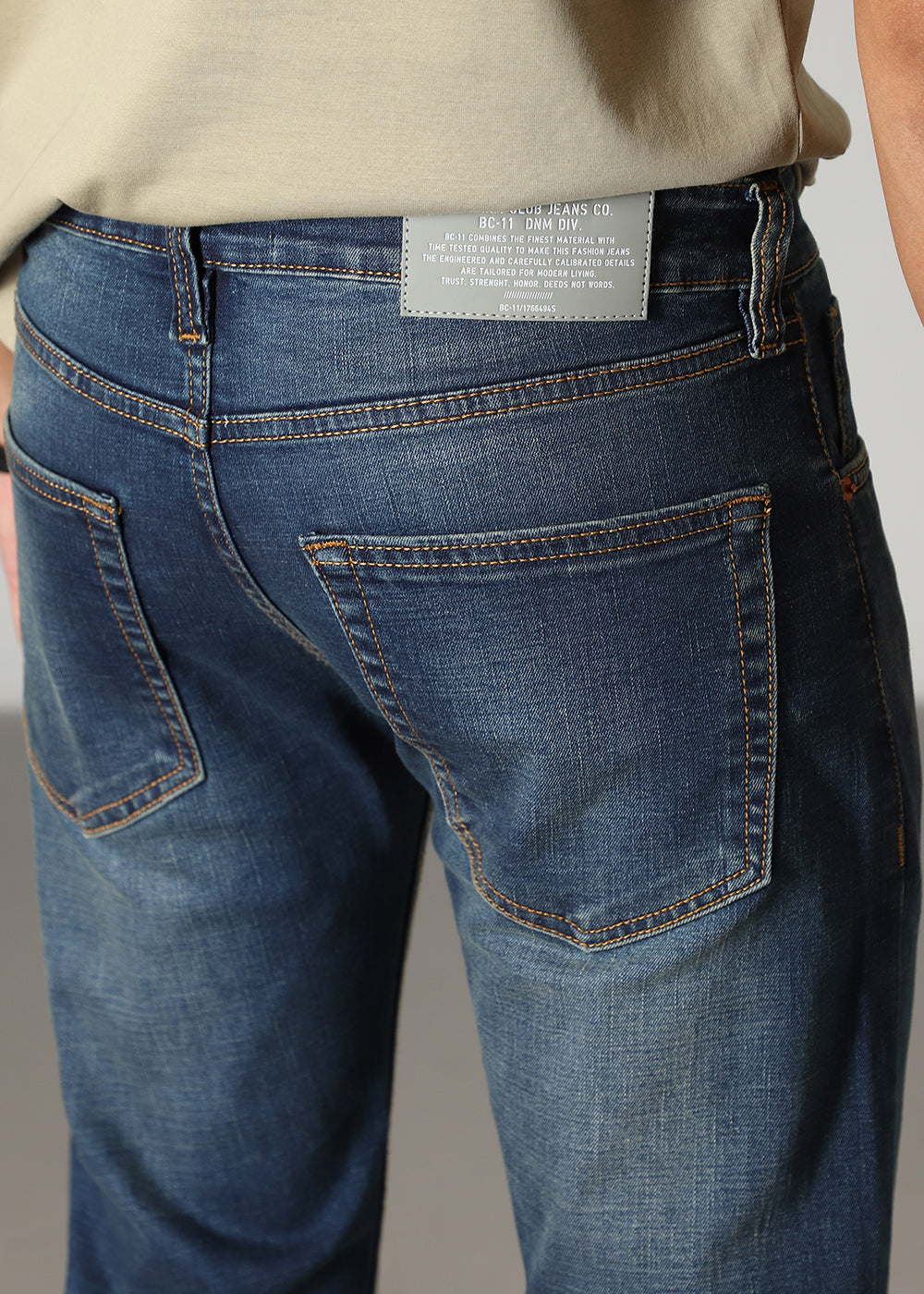 Faded Dark Blue Straight Fit Jeans