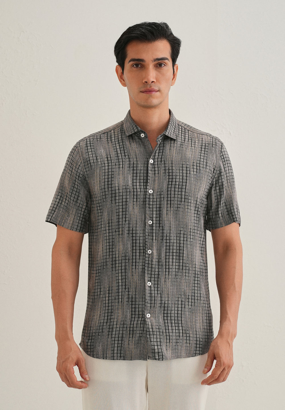 Faded Grey Stripe Print Shirt