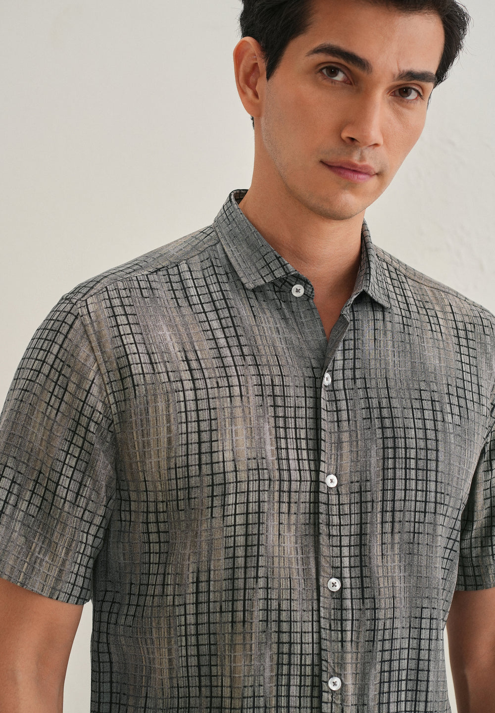 Faded Grey Stripe Print Shirt
