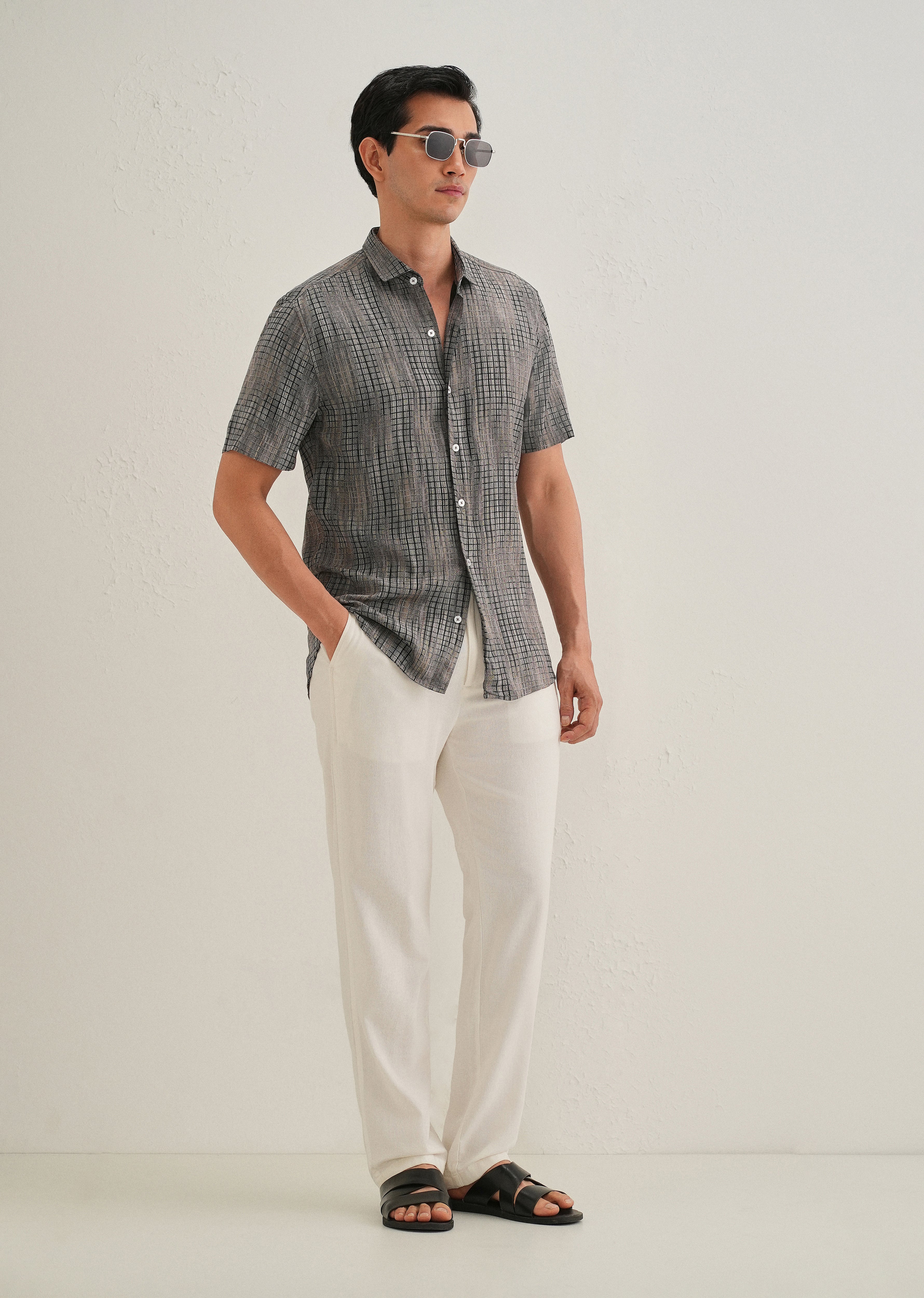 Faded Grey Stripe Print Shirt