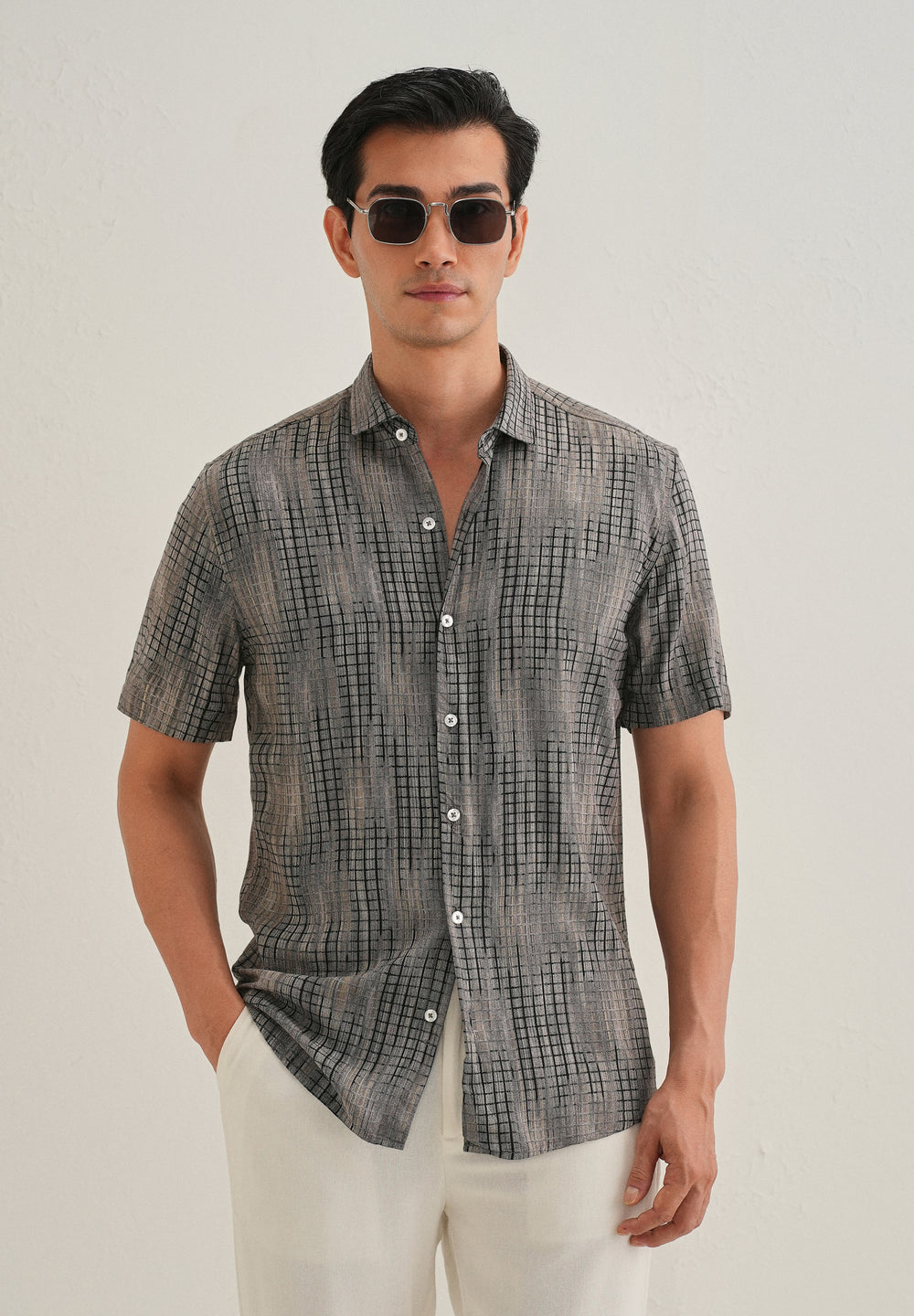 Faded Grey Stripe Print Shirt