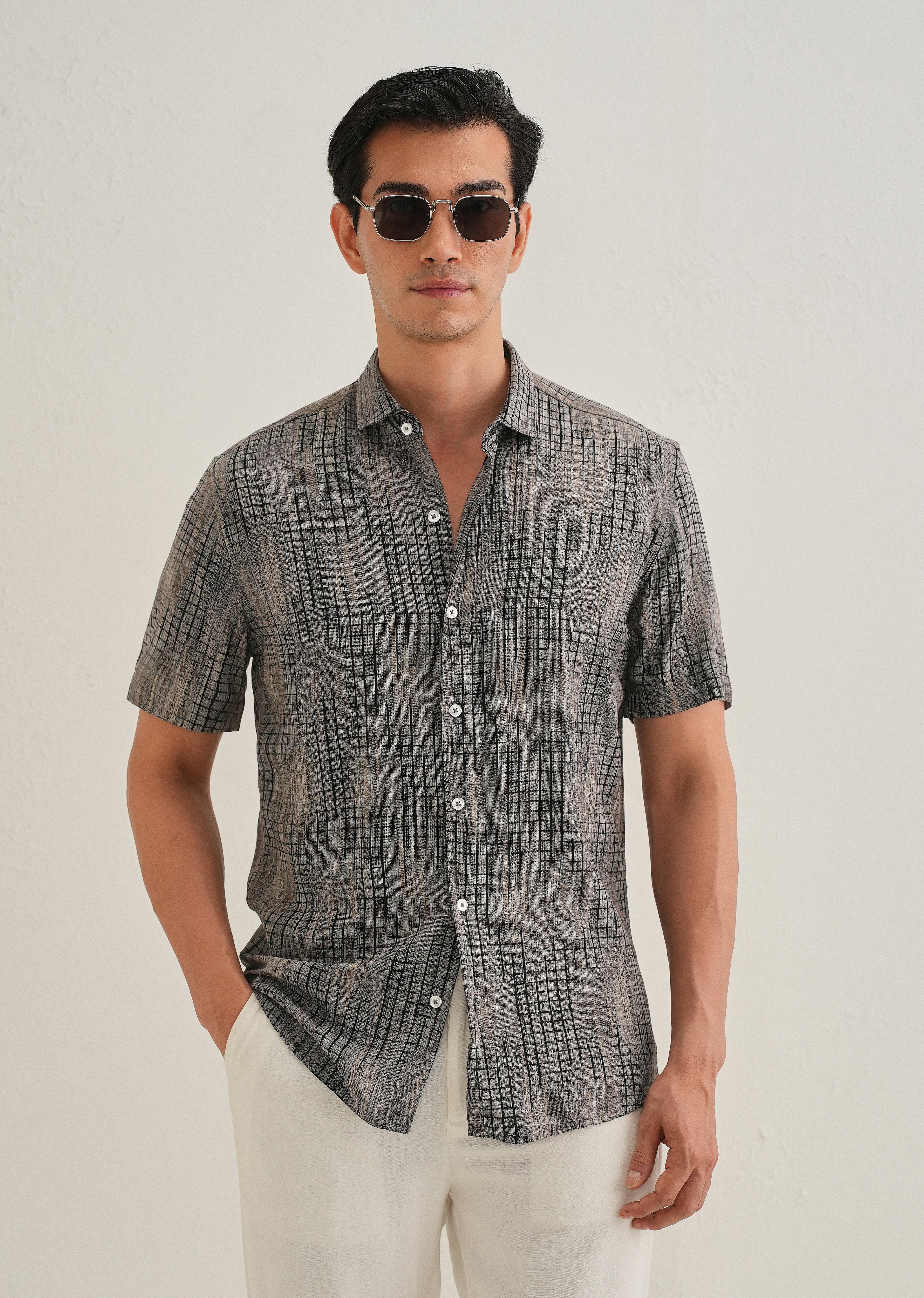 Faded Grey Stripe Print Shirt