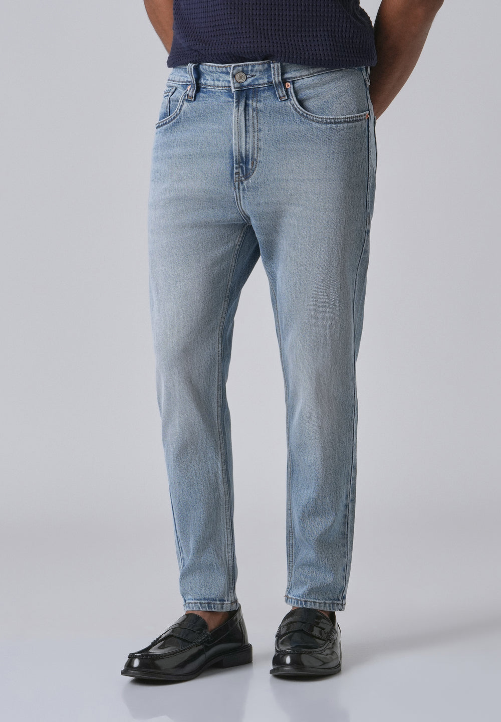 Faded Light Blue Carrot Fit Denim