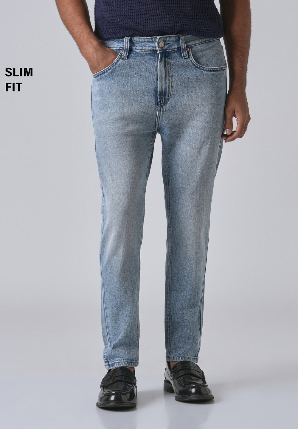Faded Light Blue Carrot Fit Denim