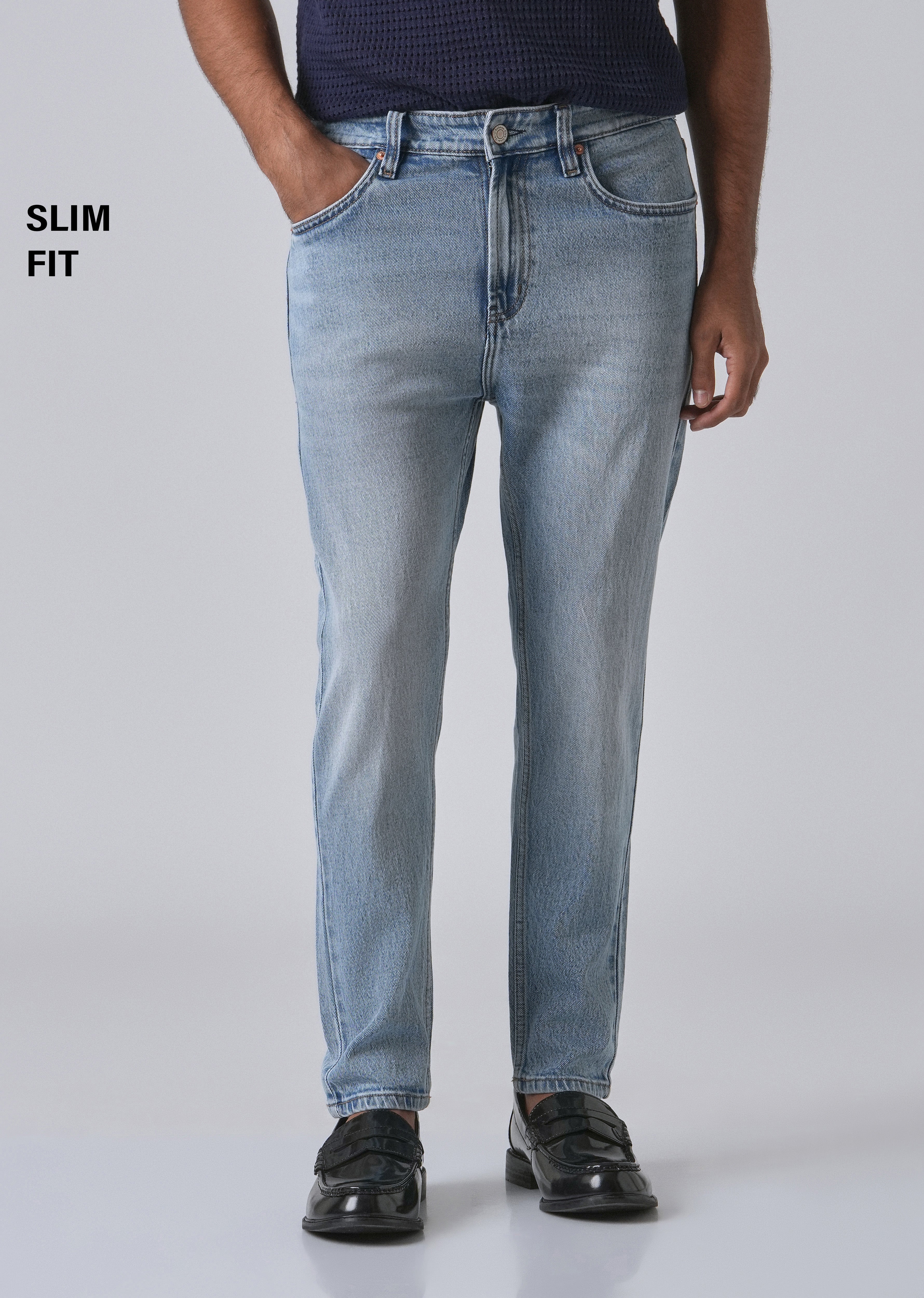 Faded Light Blue Carrot Fit Denim