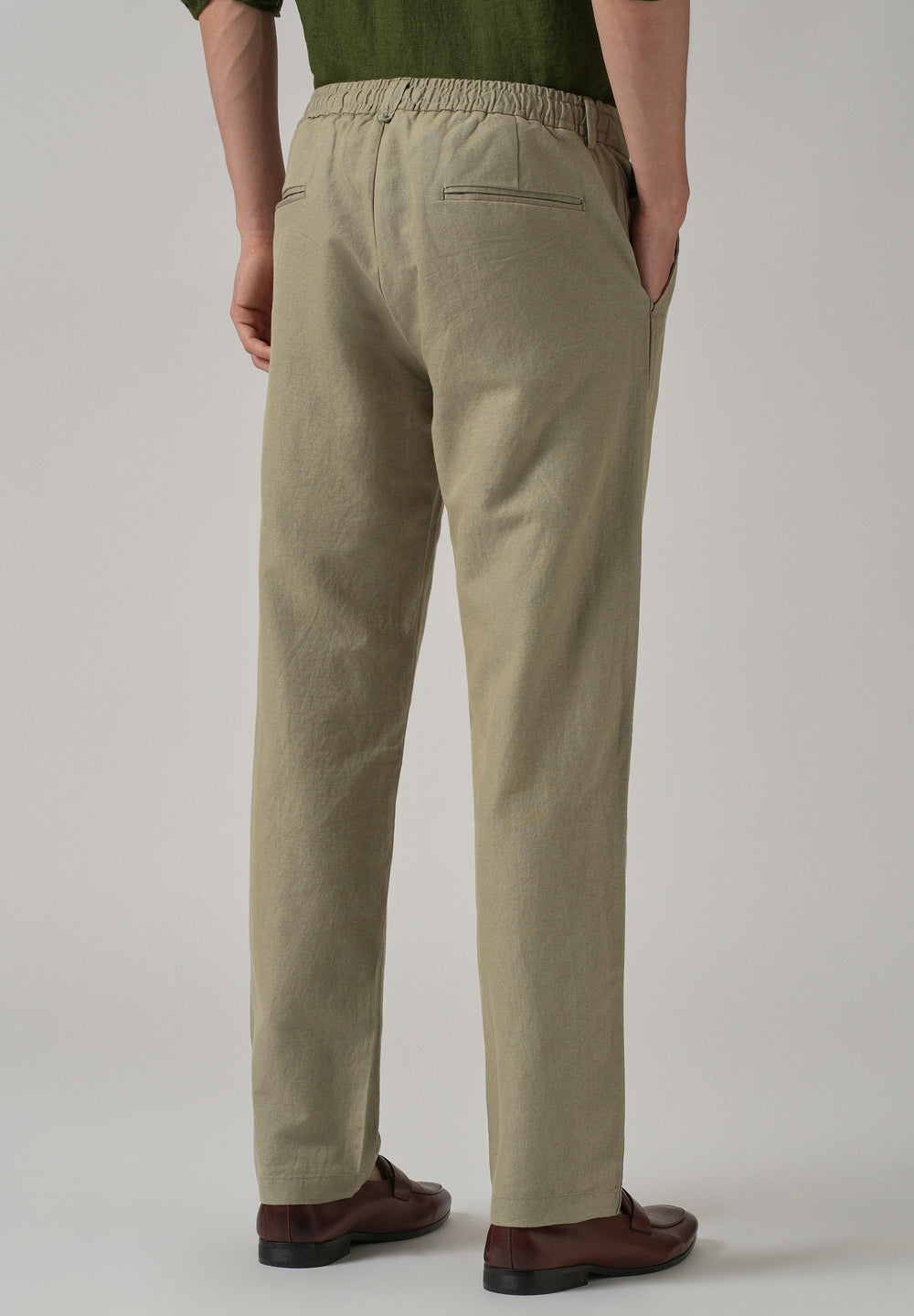 Green Linen Relaxed Fit Trouser