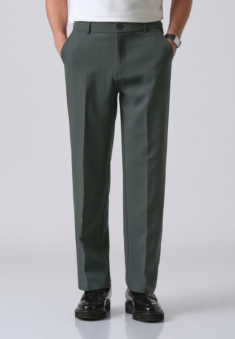 Fern Green Relaxed Fit Trousers
